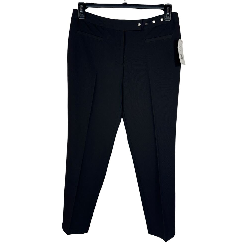 Zac & Rachel SZ 10 Slim Ankle Dress Pants Pockets Zip-Fly Mid-Rise Tapered Black